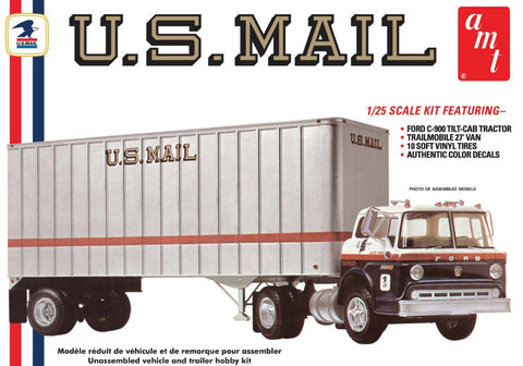 AMT 1/25 US Mail Ford C600 Tilt-Cab Tractor w/Trailer