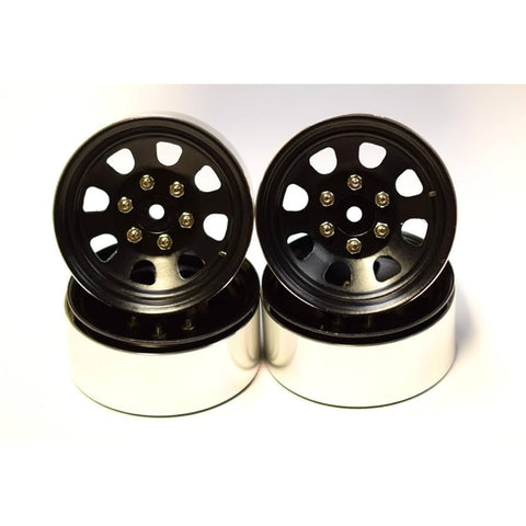 HOT RACING Black Steel 1.9 Beadlock 6-Lug Wagon Wheels12mm(4)