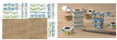 MATHO MODELS 1/35 Cardboard Boxes Banana Printed Paper (14) (3 different designsPaper (15 different types)
