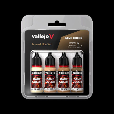 VALLEJO	18ml Bottle Tanned Skin (Base, Shadow, Light) Game Color Paint Set (4 Colors)