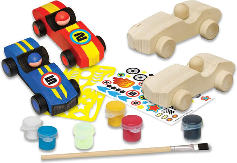 MASTERPIECES Paint Your Own: Double Racer Cars Wood Kit w/Paint & Brush