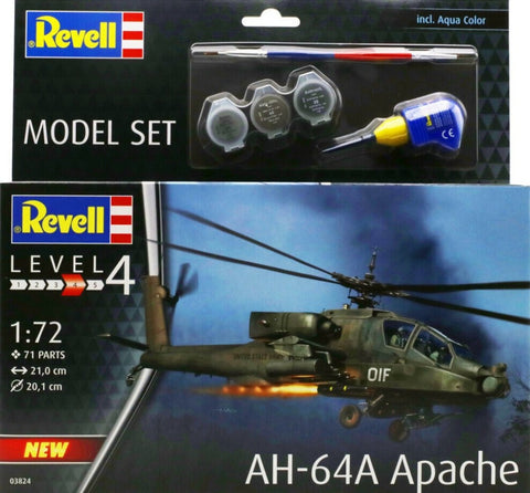 REVELL 1/72 AH64A Apache Combat Helicopter w/paint & glue