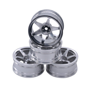 RACERS EDGE 1/10 Aluminum On-Road Drifting Car Wheels, 6V Style, Silver (4pcs)