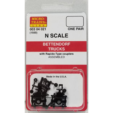 MICRO TRAINS N Bettendorf Trucks w/ Rapido-style couplers 1 pr (1500)