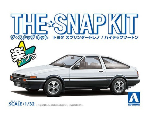 AOSHIMA 1/32 Toyota AE86 Sprinter Trueno Car (Snap Molded in White/Black)