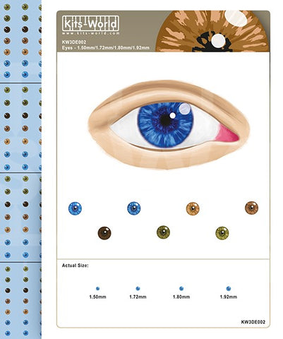 3D Human Eyeballs Waterslide Decals 1.50mm, 1.72mm, 1.80mm, 1.92mm