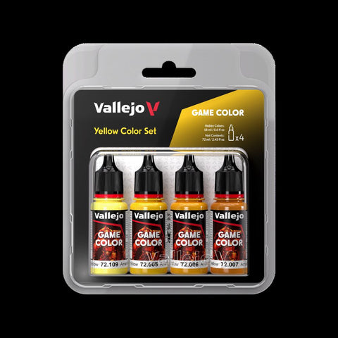 VALLEJO 18ml Bottle Yellow (Base, Shadow, Light) Game Color Paint Set (4 Colors)