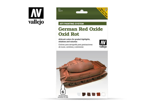 VALLEJO 8ml bottle AFV German red oxide armor model air paint set 6pc