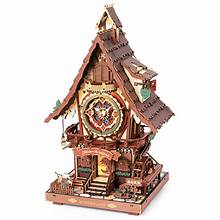 ROBOTIME Cuckoo Clock, Stained Wood, Mechanical 3D Wooden Puzzle
