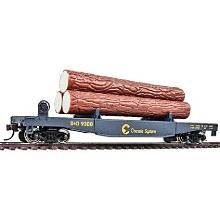 WALTHERS Log Dump Car with 3 Logs - Ready to Run Chessie-Baltimore & Ohio 9300 (blue, yellow)