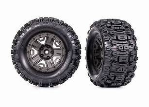 TRAXXAS 3.0" Gray Wheels w/ Belted Sledgehammer Tires (2)