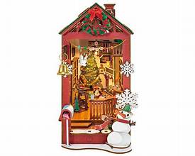 ROBOTIME Christmas Indoor Scene Book Nook Miniature 3D Wooden