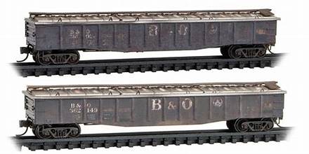 MICRO-TRAINS N Gondola, 50' Covered 14-Panel, B&O 2-Pack Set (Weathered)