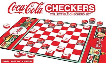 MASTER PIECES Coca-Cola Checkers Board Game
