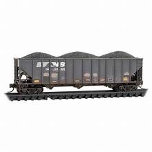 MICRO TRAINS N 100-TON 3-BAY OPEN HOPPER, RIB SIDES W/COAL LOAD NORFOLK SOUTHERN WEATHERED 2-PACK [145450, 145919]