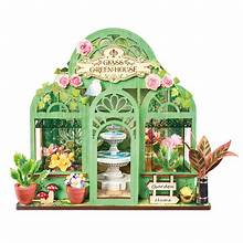 ROBOTIME Rolife Mini Store Green Fountain Garden DIY Miniature 3D Wooden Model Kit