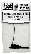 TICHY TRAIN Blackened Brass Chain 40 Links Per Inch, 18" 45.7cm Length
