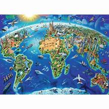 RAVENSBURGER 300-PIECE PUZZLE World Landmarks Map