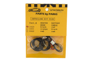 PARTS BY PARK  1/24-1/25 Detail Set 1: Radiator Hose, Black Heater Hose, Red Battery Cable & Tinned Copper Wire for Brake/Fuel Lines & Carburetor Linkage