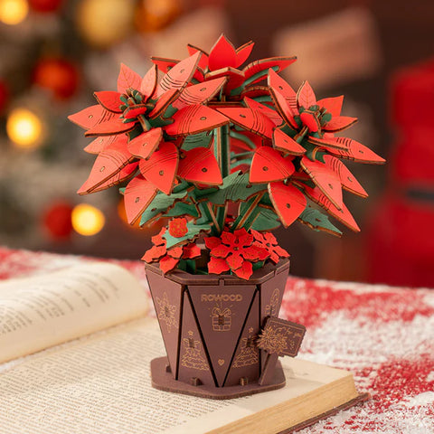 ROBOTIME Poinsetta Wood Bloom Craft