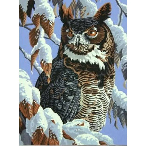 DIMENSIONS Winter Watch (Owl in Tree Snow Scene) Paint by Number (11"x14")