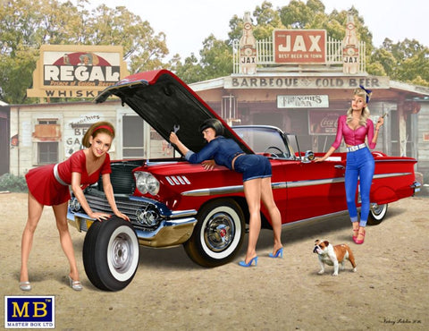MASTERBOX 1/24 1960s Pin-Up Girls Various Poses (3 w/Dog)