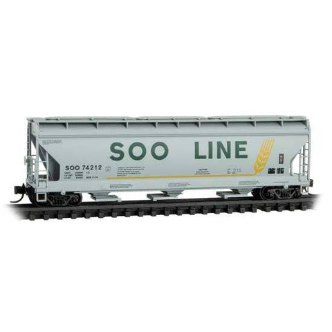 MICRO-TRAINS N Covered Hopper, 3-Bay w/ Elongated Hatches, Soo Line #74212