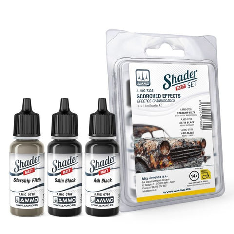 MIG Scorched Effects Shader Matt Acrylic Paint Set (3 Colors) 17ml Bottles