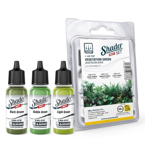 MIG Vegetation Green Shader Matt Acrylic Paint Set (3 Colors) 17ml Bottles