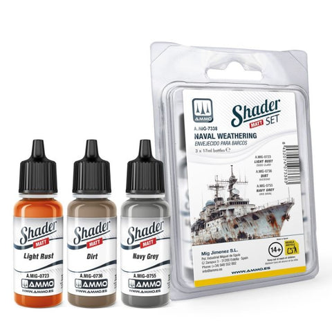 MIG Naval Weathering Shader Matt Acrylic Paint Set (3 Colors) 17ml Bottles