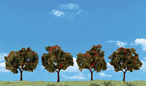 WOODLAND SCENICS Apple Trees  Ready Made  -- 2 to 3" 5.1 to 7.6cm pkg(4)