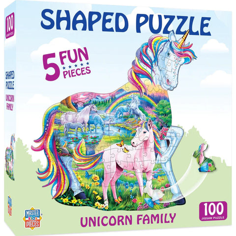 MASTER PIECES 100-PIECE PUZZLE Unicorn Family Shaped