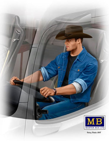 MASTERBOX 1/24 Mike Barrington Trucker Sitting wearing Cowboy Hat & Denim Jacket