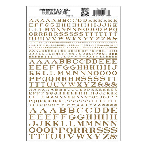 WOODLAND SCENICS Dry Transfer: Letters, Roman, Gold