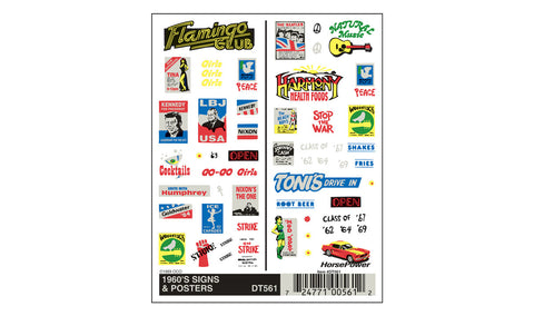 WOODLAND SCENICS Dry Transfer: 1960's Signs & Posters