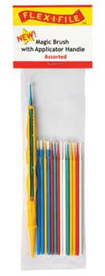 FLEX-I-FILE Magic Brush Assortment -- Assorted & 1 Applicator Handle/Holder (yellow) pkg(15)