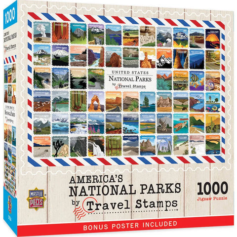 MASTER PIECES 1000-PIECE PUZZLE National Parks Travel Stamps