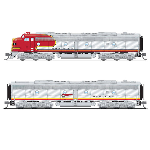 BROADWAY LIMITED N  EMD E8A/Unpowered B Set w/Sound & DCC - Paragon4(TM) -- Santa Fe #81L, 81A (Warbonnet, silver, red)