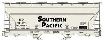 ACCURAIL HO ACF 2-Bay Covered Hopper - Kit -- Southern Pacific (gray, black; Large, Sans Serif Lettering)