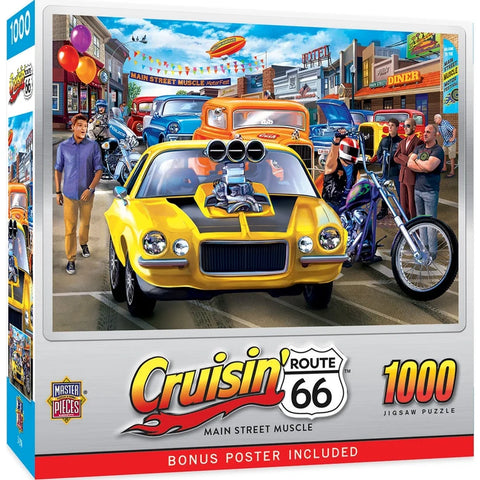 MASTER PIECES 1000-PIECE PUZZLE Cruisin' Route 66 - Main Street Muscle