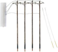 WOODLAND SCENICS O Pre-Wired Utility Poles with Single Crossbars