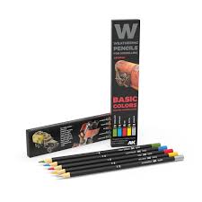 AKI Weathering Pencils: Basic Colors Shading & Demotion Set (5 Colors)