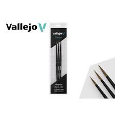 VALLEJO Pro Modeler Design Round Natural Hair Brush Set: 0, 1, 2