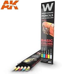 AKI Weathering Pencils: Basic Colors Shading & Demotion Set (5 Colors)