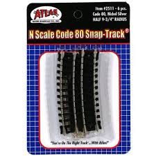 ATLAS N Code 80 Half 9 3/4" Radius Track (6 pcs/pk)