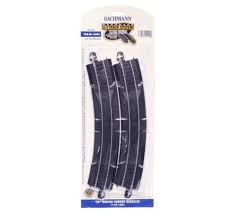 BACHMANN HO Curved Track w/Steel Rail & Black Roadbed - E-Z Track(R) -- 18" Radius Rerailer pkg(2)