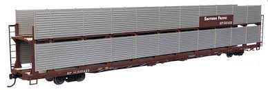 WALTHERS HO 89' Flatcar w/Bi-Level Shielded Auto Rack - Ready to Run -- Southern Pacific(TM) Rack / Flatcar #515422