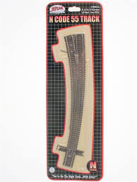 ATLAS N Code 55 TRACK 21.25" Radius (Outside)/15" Radius (Inside) Curved Turnout - Left Hand