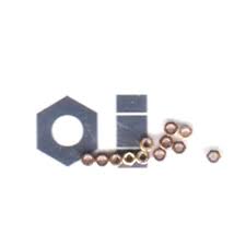 WALTHERS Brass Hex Nuts pkg(12) -- 1-72; .062 x 7/64" .16 x .28cm