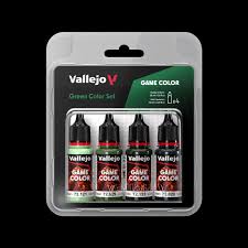 VALLEJO	18ml Bottle Green (Base, Shadow, Light) Game Color Paint Set (4 Colors)